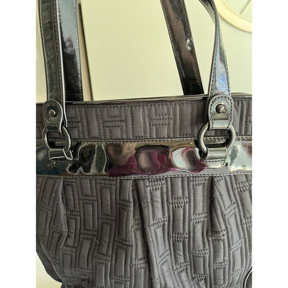 Vera Bradley Black Quilted Shoulder Tote Hand Bag - Picture 14 of 16